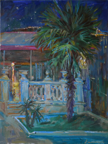 Painting titled "Crimean night" by Svetlana Kalinicheva, Original Artwork, Oil