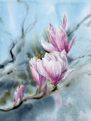 "Blühende Magnolie" başlıklı Tablo Svetlana Kilian tarafından, Orijinal sanat, Suluboya