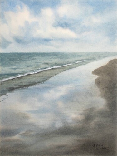Malerei mit dem Titel "Zeelands Küste" von Svetlana Kilian, Original-Kunstwerk, Aquarell