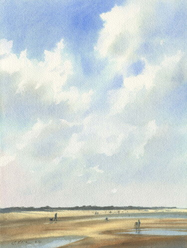 Painting titled "Zeeland, Mittagsson…" by Svetlana Kilian, Original Artwork, Watercolor