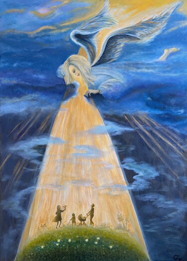 Pittura intitolato "Ангел Хранитель" da Svetlana Korneeva, Opera d'arte originale, Olio