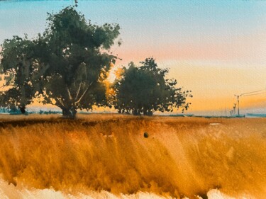 Pittura intitolato "Old eucalyptus tree…" da Svetlana Kostina, Opera d'arte originale, Acquarello