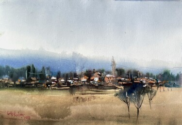 Painting titled "Afanja village, Cyp…" by Svetlana Kostina, Original Artwork, Watercolor