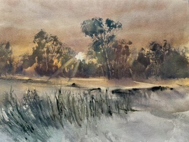 Pittura intitolato "Sunset mood #2" da Svetlana Kostina, Opera d'arte originale, Acquarello