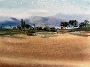 Картина под названием "Afanja fields, Cypr…" - Svetlana Kostina, Подлинное произведение искусства, Акварель