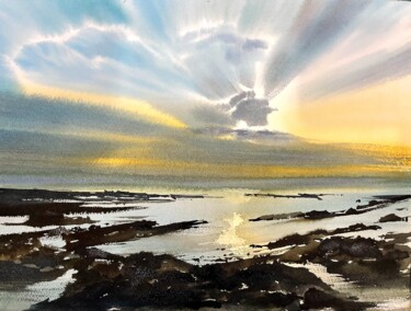 Malarstwo zatytułowany „Miracle of sunset” autorstwa Svetlana Kostina, Oryginalna praca, Akwarela