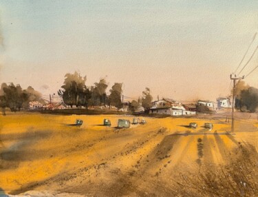 Painting titled "Harvest time, Cypru…" by Svetlana Kostina, Original Artwork, Watercolor