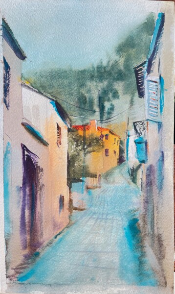 Картина под названием "Bellapais village v…" - Svetlana Kostina, Подлинное произведение искусства, Акварель