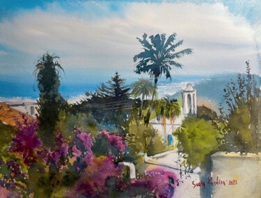 Peinture intitulée "View on Cyprus moun…" par Svetlana Kostina, Œuvre d'art originale, Aquarelle
