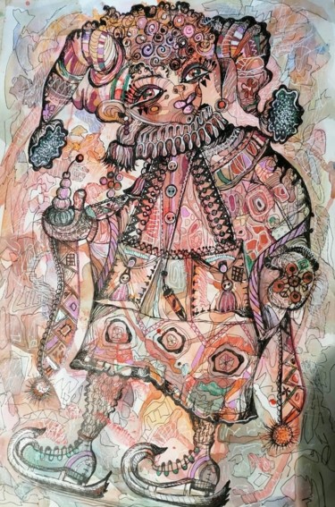Картина под названием "Фигуристка" - Светлана Ковкова, Подлинное произведение искусства, Шариковая ручка
