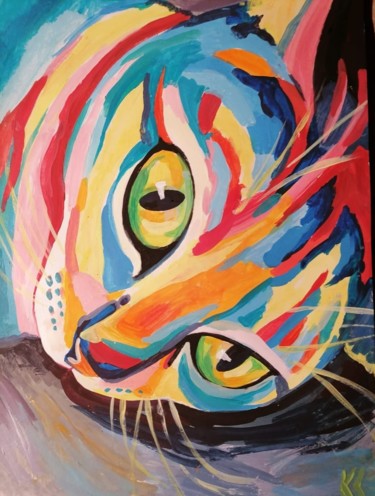 Картина под названием "Кошка Пепа" - Светлана Ковкова, Подлинное произведение искусства, Акрил