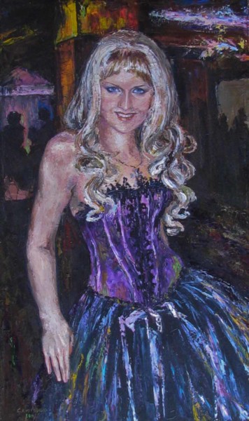 Schilderij getiteld "Moulin Rouge" door Svetlana Kruglov, Origineel Kunstwerk, Olie