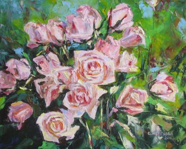 Картина под названием "Розовые розы..." - Svetlana Kruglov, Подлинное произведение искусства