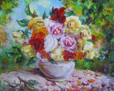 Painting titled "Радуга лепестков" by Svetlana Kruglov, Original Artwork