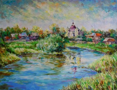 Peinture intitulée "Монастырский пруд" par Svetlana Kruglov, Œuvre d'art originale, Huile