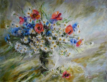 Painting titled "Цветы полей" by Svetlana Kruglov, Original Artwork