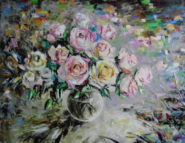 Painting titled "Шелк розовых лепест…" by Svetlana Kruglov, Original Artwork