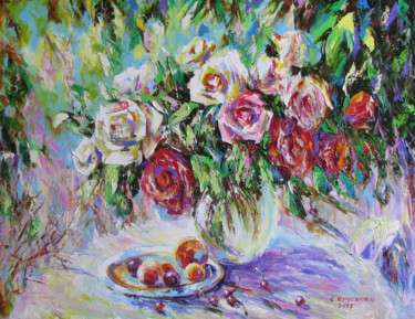 Painting titled "Персидская слива" by Svetlana Kruglov, Original Artwork