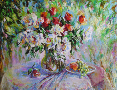 Painting titled "Алые и белые" by Svetlana Kruglov, Original Artwork