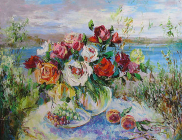 Painting titled "На Волге" by Svetlana Kruglov, Original Artwork