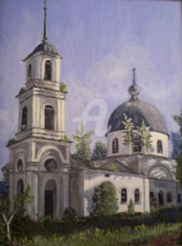 Картина под названием "д.Баскаки. Церковь…" - Светлана Круговенкова, Подлинное произведение искусства, Масло