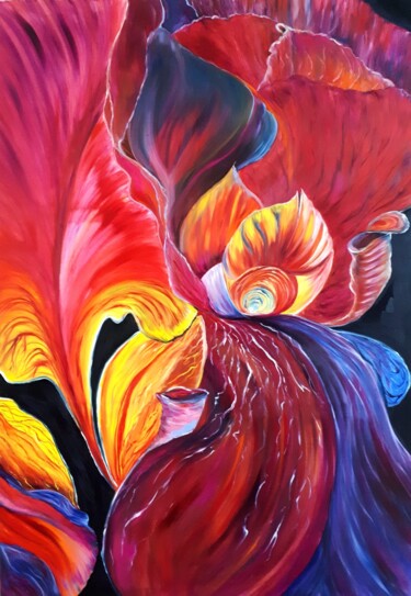 Картина под названием "140x100 iris" - Svetlana Kunegina, Подлинное произведение искусства, Масло