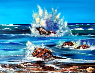 Pittura intitolato "Bay on the sea" da Svetlana Kunegina, Opera d'arte originale, Olio