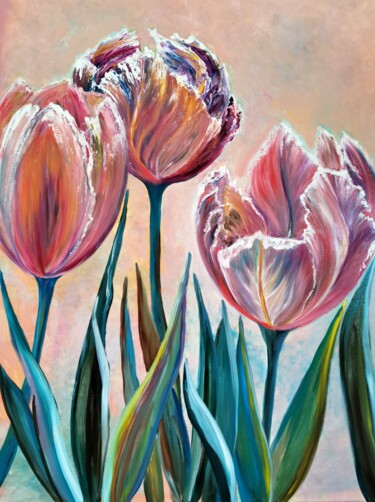 Peinture intitulée "Tulips" par Svetlana Kunegina, Œuvre d'art originale, Huile