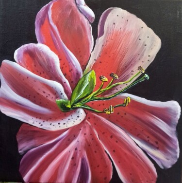 Painting titled "Lily flower" by Svetlana Kunegina, Original Artwork, Oil