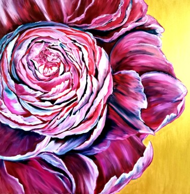 Pittura intitolato "90x90 Bigger flower…" da Svetlana Kunegina, Opera d'arte originale, Acrilico