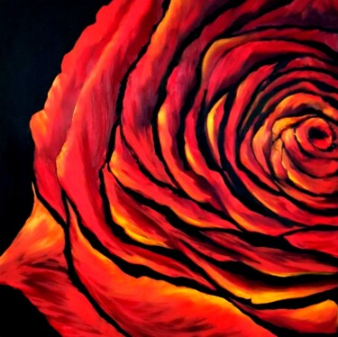 Painting titled "rose flower" by Svetlana Kunegina, Original Artwork, Oil
