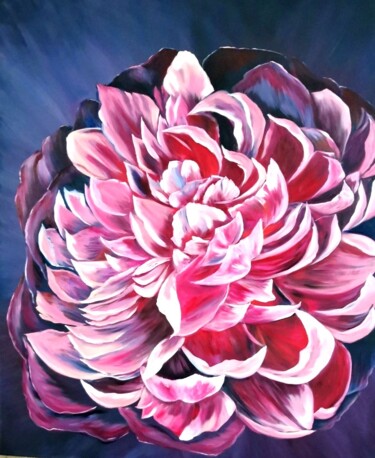 Peinture intitulée "peony flower" par Svetlana Kunegina, Œuvre d'art originale, Huile