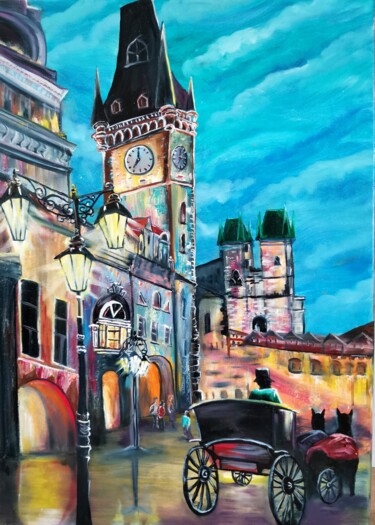 Malerei mit dem Titel "Prague" von Svetlana Kunegina, Original-Kunstwerk, Öl