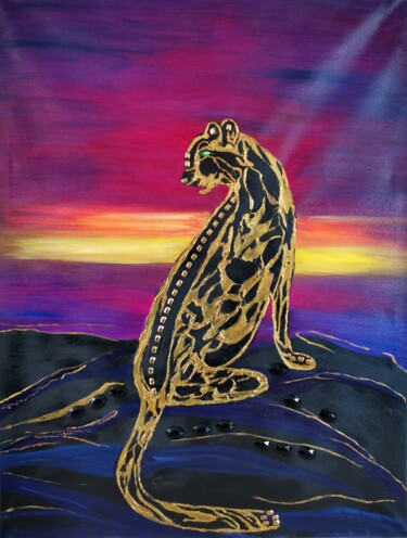 Painting titled "Abstraction Leopard…" by Svetlana Kunegina, Original Artwork, Acrylic