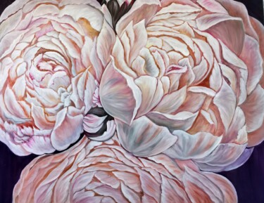 Painting titled "peonies" by Svetlana Kunegina, Original Artwork, Oil