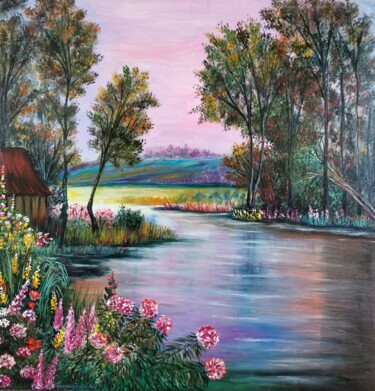 Painting titled "sunset" by Svetlana Kunegina, Original Artwork, Oil
