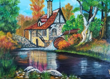 Painting titled "70x50 autumn landsc…" by Svetlana Kunegina, Original Artwork, Oil