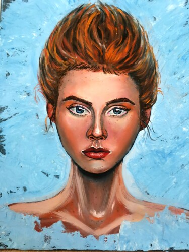 Peinture intitulée "portrait of a girl" par Svetlana Kunegina, Œuvre d'art originale, Huile