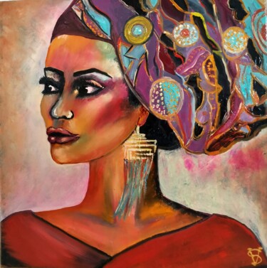 Painting titled "beautiful woman" by Svetlana Kunegina, Original Artwork, Oil