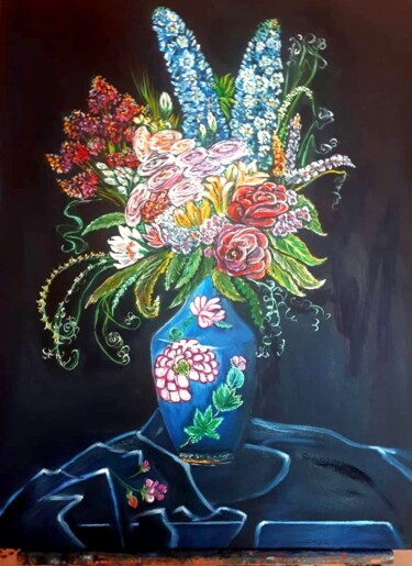 Malarstwo zatytułowany „bouquet of flowers” autorstwa Svetlana Kunegina, Oryginalna praca, Olej