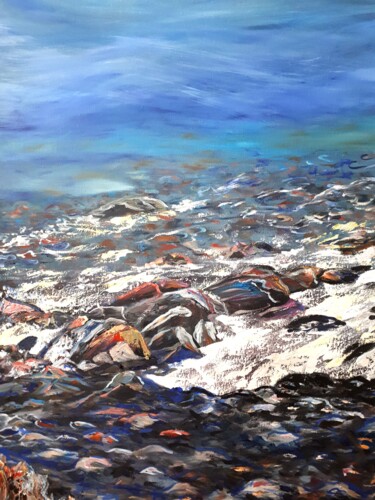 Malerei mit dem Titel "120 x 80 gentle sea." von Svetlana Kunegina, Original-Kunstwerk, Öl