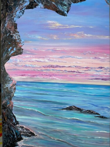 Картина под названием "The sea grotto 60х90" - Svetlana Kunegina, Подлинное произведение искусства, Пигменты Установлен на Д…