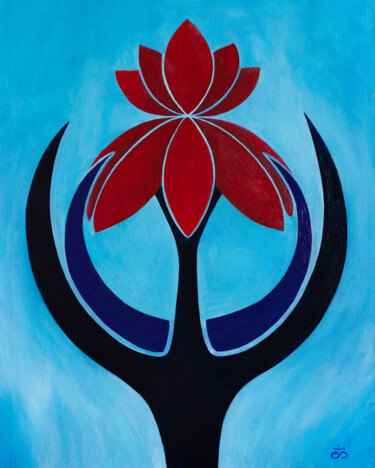Картина под названием "Night lotus" - Svetlana Lebedeva, Подлинное произведение искусства, Масло