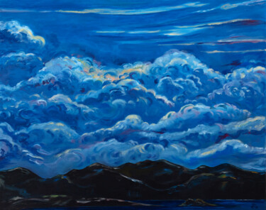 Pittura intitolato "Evening clouds" da Svetlana Lebedeva, Opera d'arte originale, Olio