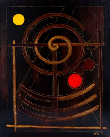Schilderij getiteld "Pendulum" door Svetlana Lebedeva, Origineel Kunstwerk, Olie Gemonteerd op Frame voor houten brancard