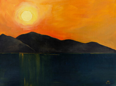 Painting titled "Thai sunset" by Svetlana Lebedeva, Original Artwork, Oil Mounted on Cardboard
