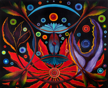Картина под названием "My universe" - Svetlana Lebedeva, Подлинное произведение искусства, Масло Установлен на Деревянная ра…
