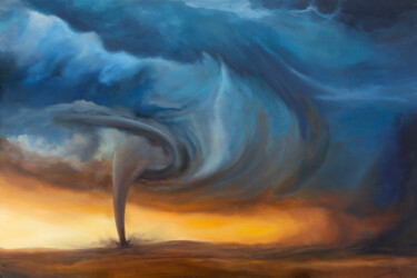 Painting titled "Tornado" by Svetlana Lebedeva, Original Artwork, Oil Mounted on Wood Stretcher frame