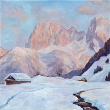 Painting titled "Winter Dream" by Svetlana Lebedeva, Original Artwork, Oil Mounted on Wood Stretcher frame