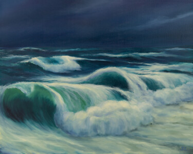 Malerei mit dem Titel "Waves" von Svetlana Lebedeva, Original-Kunstwerk, Öl Auf Keilrahmen aus Holz montiert